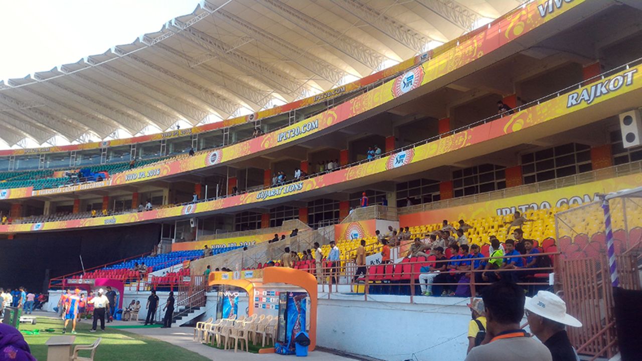 The buzz of activity inside the Saurashtra Cricket Stadium in the days leading up to the match, IPL 2016, Rajkot, April 14, 2016