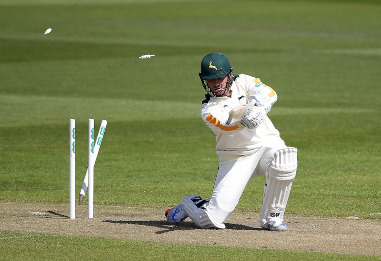 Brendan Taylor dragged on, Lancashire v Nottinghamshire, Specsavers County Championship, Division One, Old Trafford, 1st day, April 17, 2016
