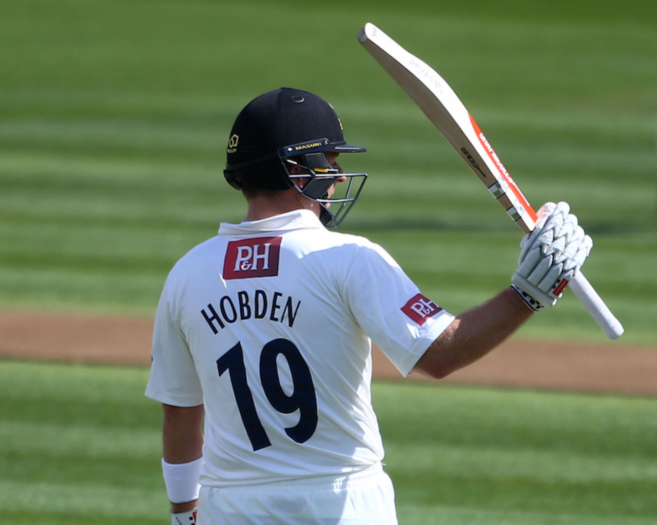 In memory: Chris Nash batted in Matthew Hobden's number, Sussex v Essex, Specsavers County Championship, Division Two, Hove, 1st day, April 17, 2016