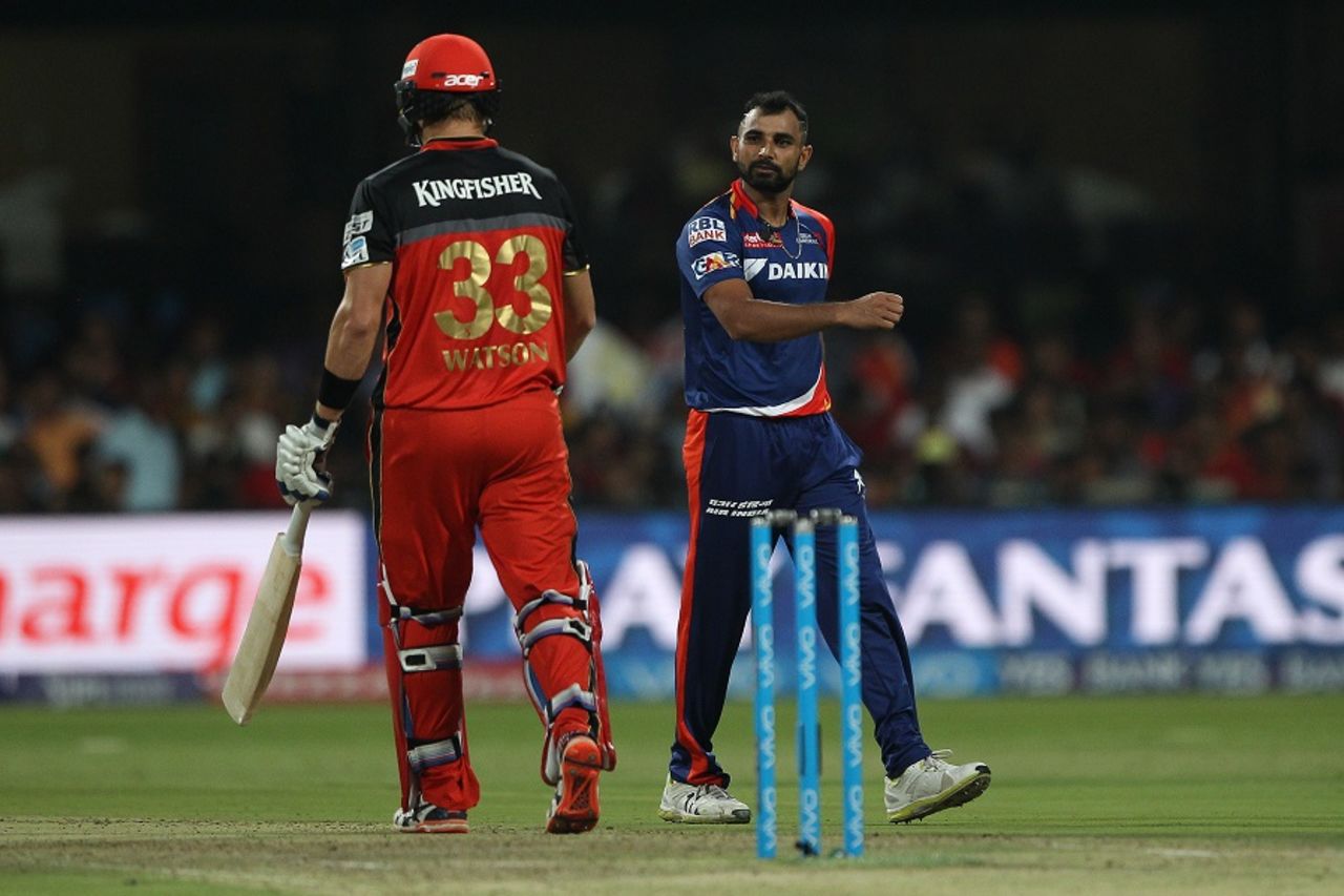 Mohammed Shami picked up 2 for 34 in four overs, Royal Challengers Bangalore v Delhi Daredevils, IPL 2016, Bangalore, April 17, 2016