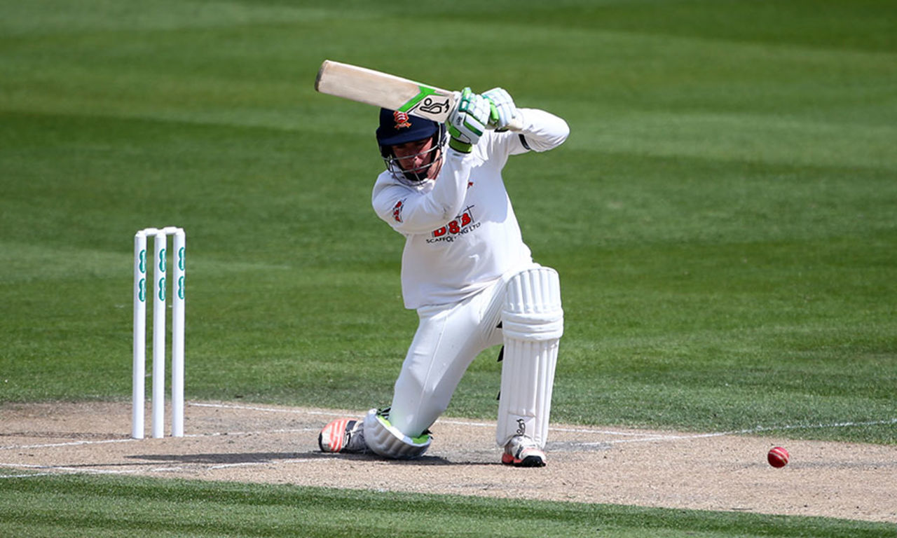 Essex's Dan Lawrence plays a cover drive, Sussex v Essex, Specsavers County Championship, Division Two, Hove, 2nd day, April 18, 2016