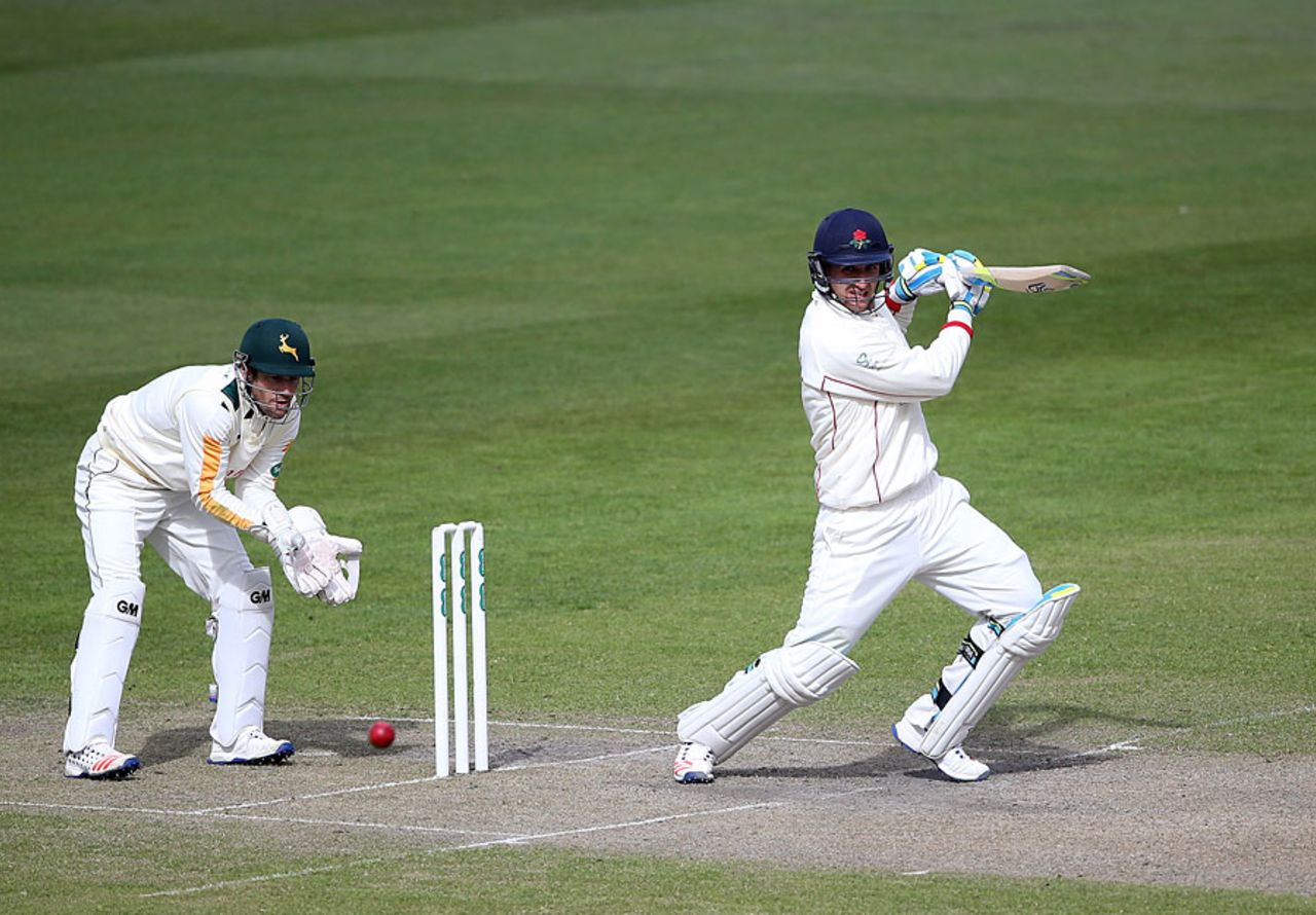Liam Livingstone's half-century steadied Lancashire, Lancashire v Nottinghamshire, Specsavers County Championship, Division One, Old Trafford, 2nd day, April 18, 2016