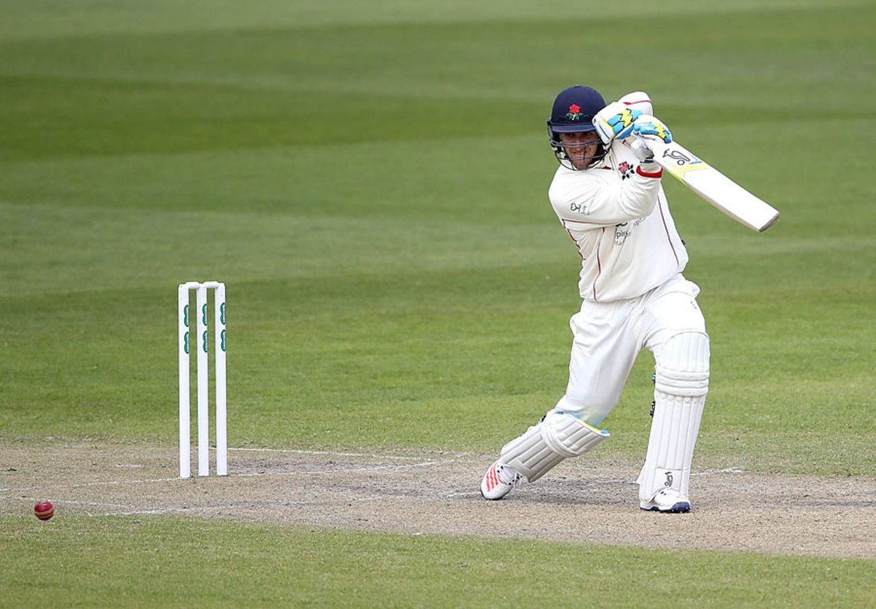 Liam Livingstone took Lancashire into the lead, Lancashire v Nottinghamshire, Specsavers County Championship, Division One, Old Trafford, 2nd day, April 18, 2016