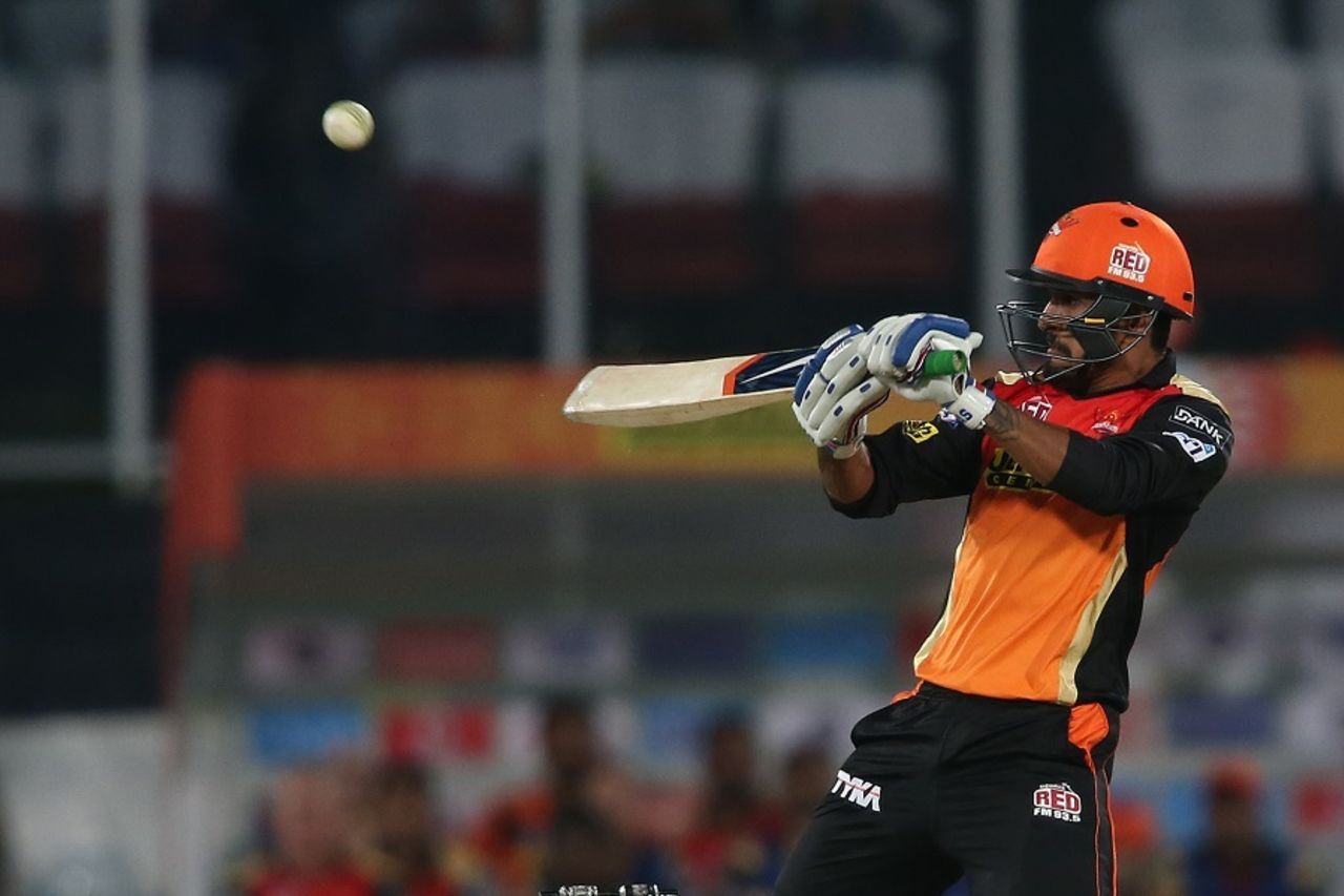 Deepak Hooda brings out the upper cut, Sunrisers Hyderabad v Mumbai Indians, IPL 2016, Hyderabad, April 18, 2016