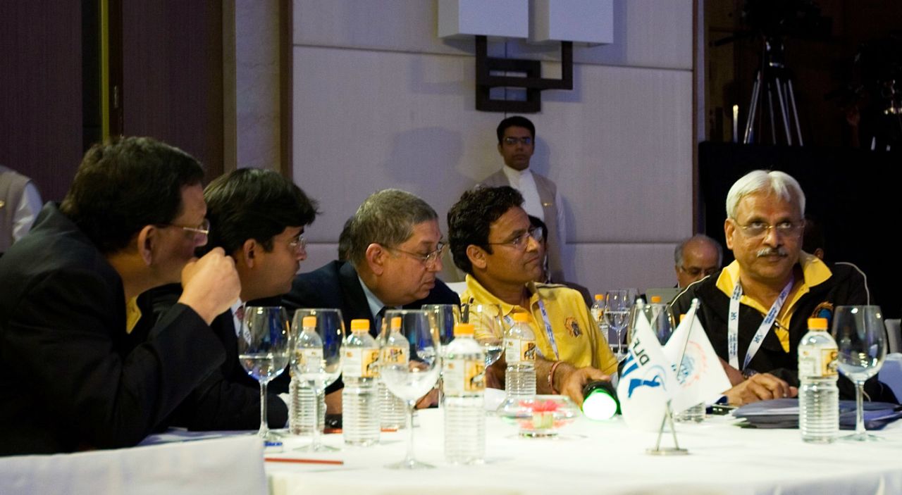 N Srinivasan, BCCI secretary and owner of Chennai Super Kings, attends the IPL auction, Mumbai, January 19, 2010