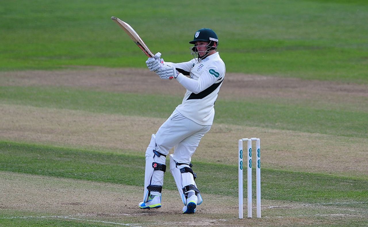 Joe Clarke pulls during his innings of 135, Gloucestershire v Worcestershire, County Championship, Division Two, Bristol, 3rd day, April 26, 2015