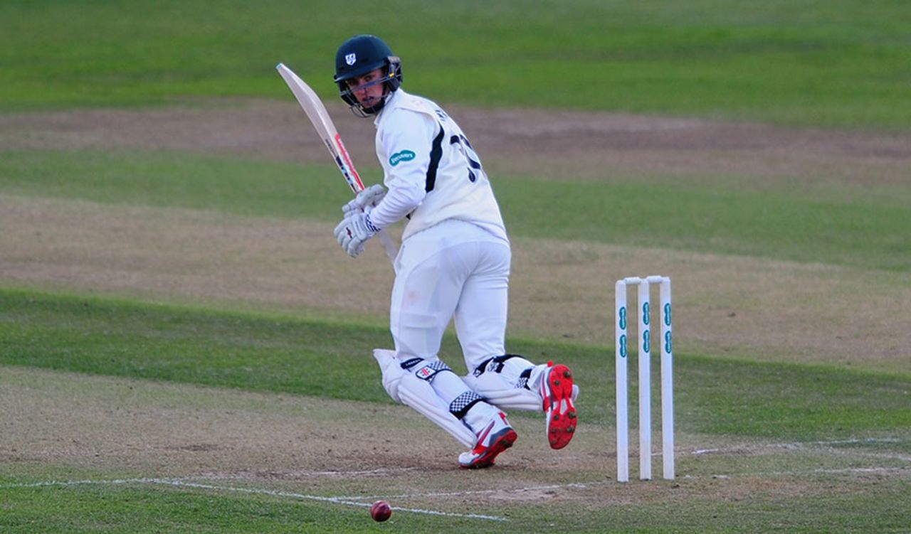 Joe Clarke clips to leg during his innings of 135, Gloucestershire v Worcestershire, County Championship, Division Two, Bristol, 3rd day, April 26, 2015