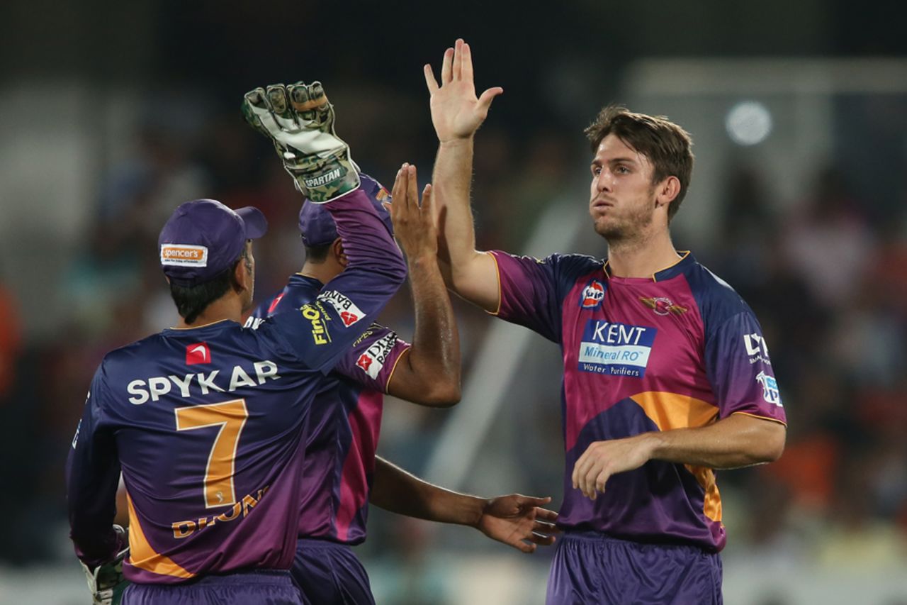 Mitchell Marsh took two key wickets, Sunrisers Hyderabad v Rising Pune Supergiants, IPL 2016, Hyderabad, April 26, 2016