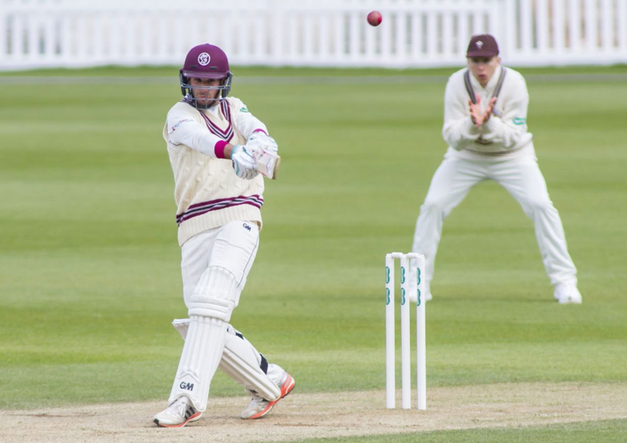 Lewis Gregory helped add 78 for the eighth wicket, Surrey v Somerset, County Championship, Division One, The Oval, 3rd day, April 26, 2015