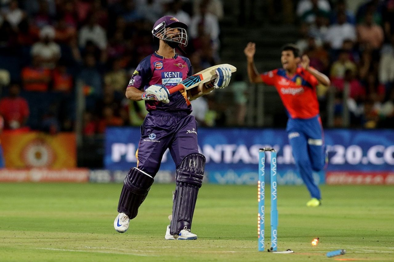 Two of the three dismissals in Supergiants' innings were run outs, Rising Pune Supergiants v Gujarat Lions, IPL 2016, Pune, April 29, 2016