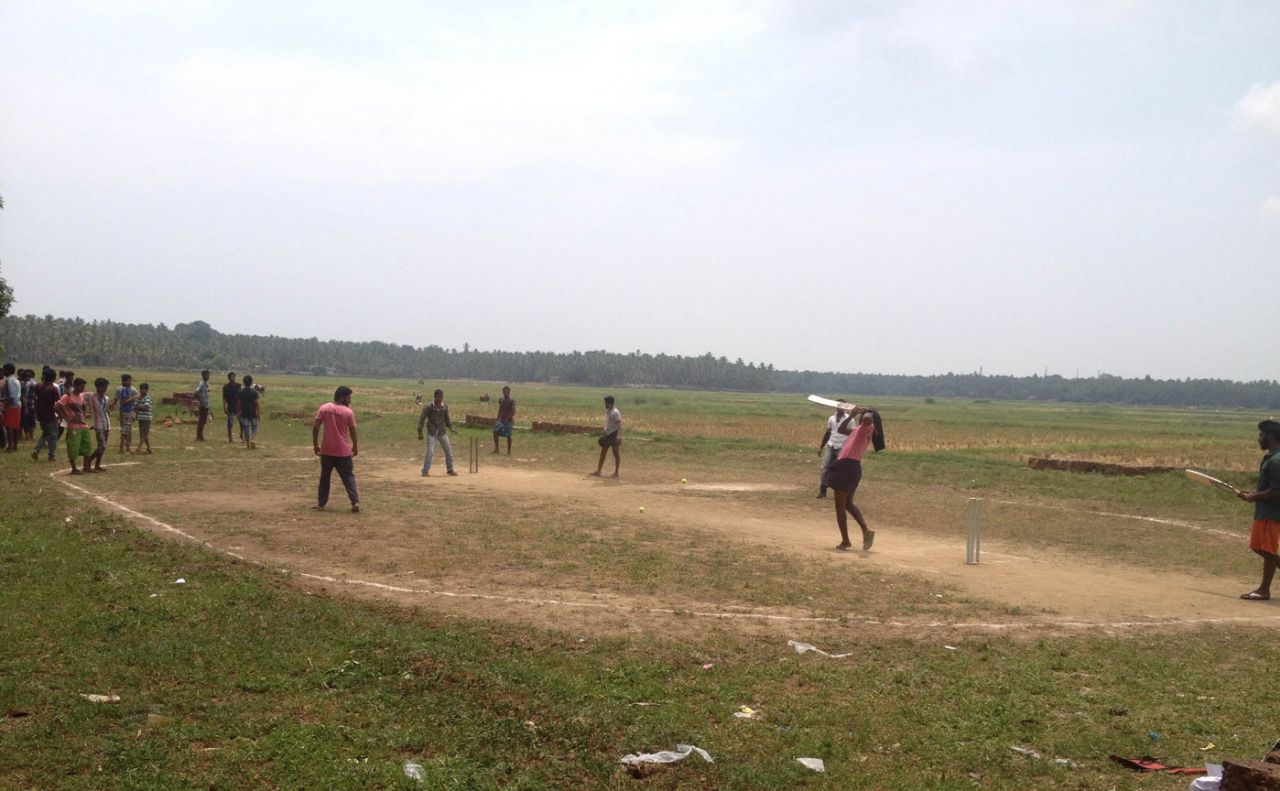 <b>Rafi:</b> A stylish follow-through during a village cricket match in Eramangalm, Malappuram district, Kerala, India