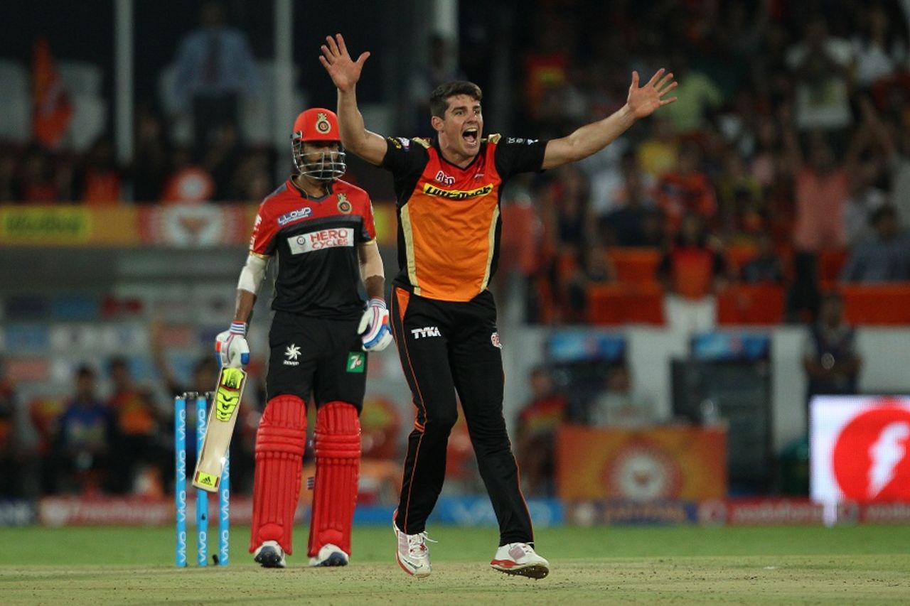 Moises Henriques appeals for the wicket of KL Rahul, Sunrisers Hyderabad v Royal Challengers Bangalore, IPL 2016, Hyderabad, April 30, 2016