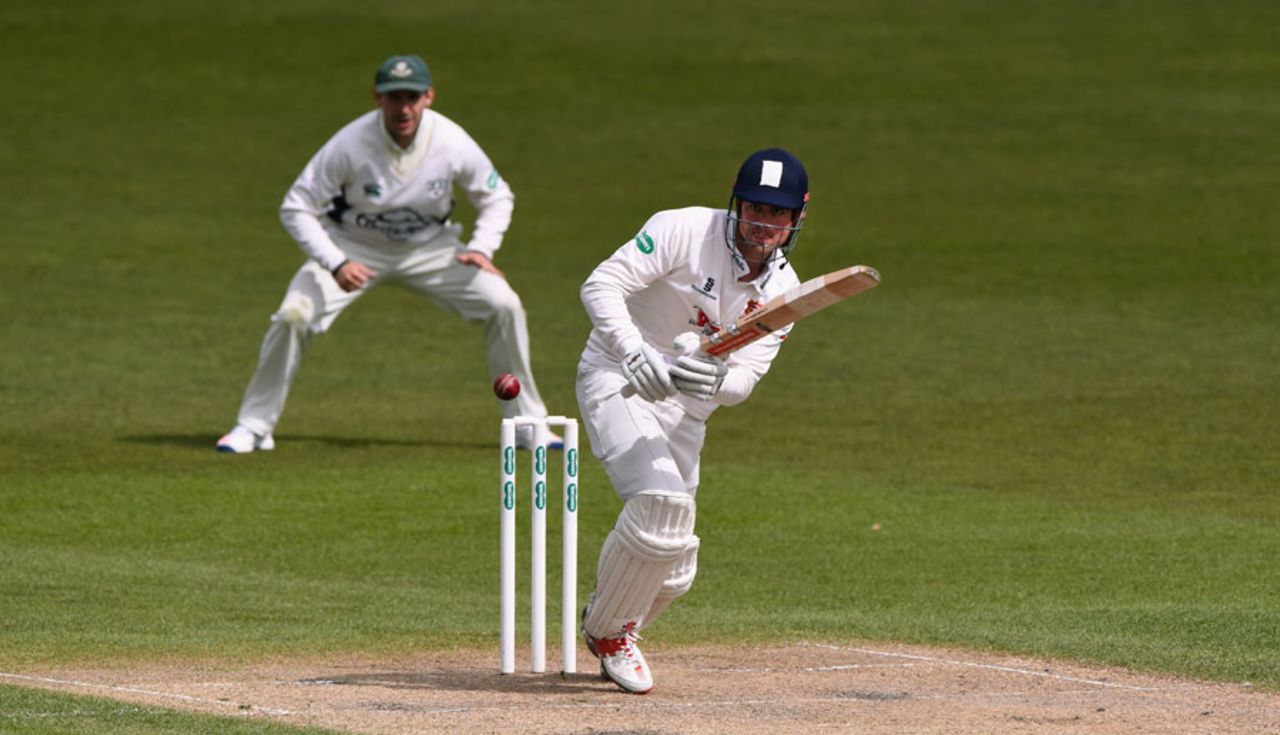 Alastair Cook nudges into the leg side, Worcestershire v Essex, County Championship, Division Two, New Road, 2nd day, May 2, 2016