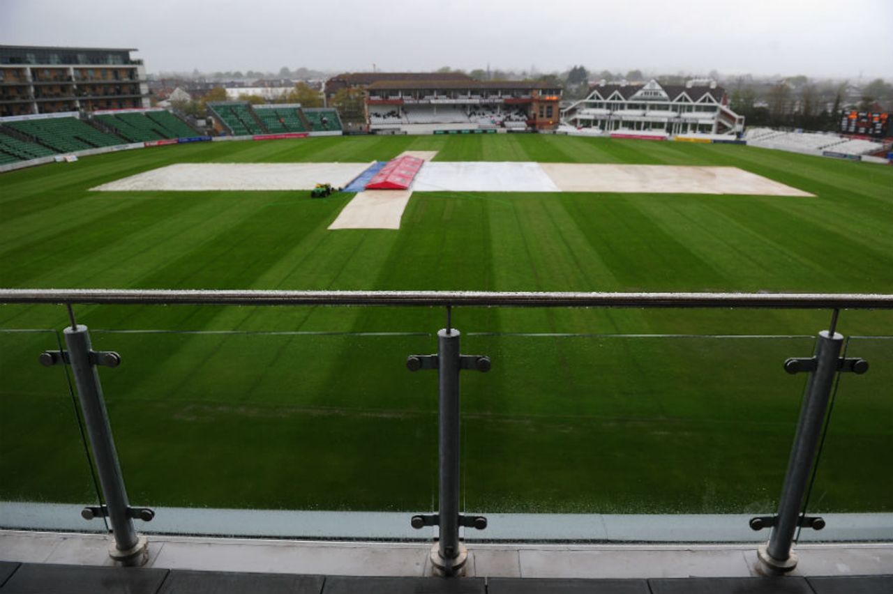 A soggy scene at Taunton, Somerset v Lancashire, County Championship, Division One, Taunton, 2nd day, May 2, 2016