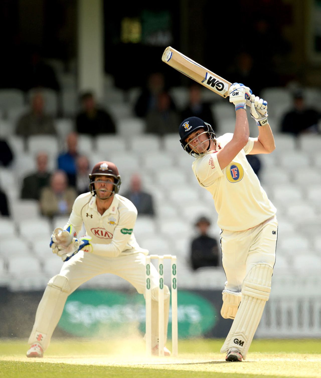 Jack Burnham goes over the top, Surrey v Durham, County Championship, Division One, The Oval, 3rd day, May 3, 2016
