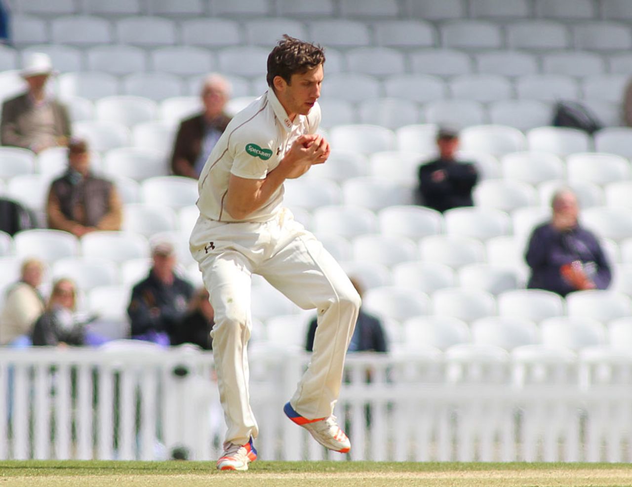 Zafar Ansari took a return catch to remove Ben Stokes, Surrey v Durham, County Championship, Division One, The Oval, 3rd day, May 3, 2016