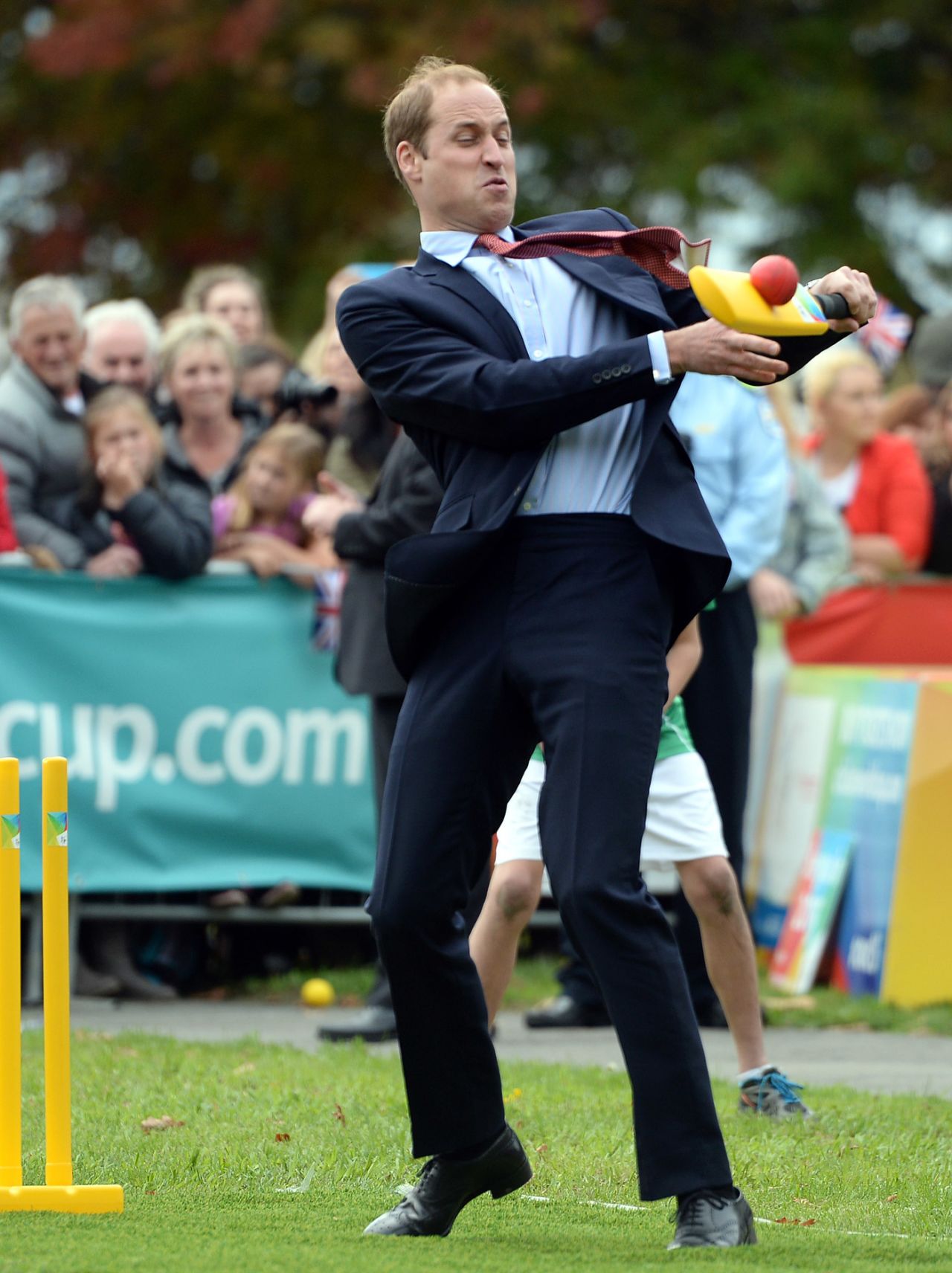 Prince William plays a pull, during a visit to Christchurch to begin the countdown to the 2015 World Cup, during the countdown to the 2015 World Cup, Christchurch, April 14, 2014