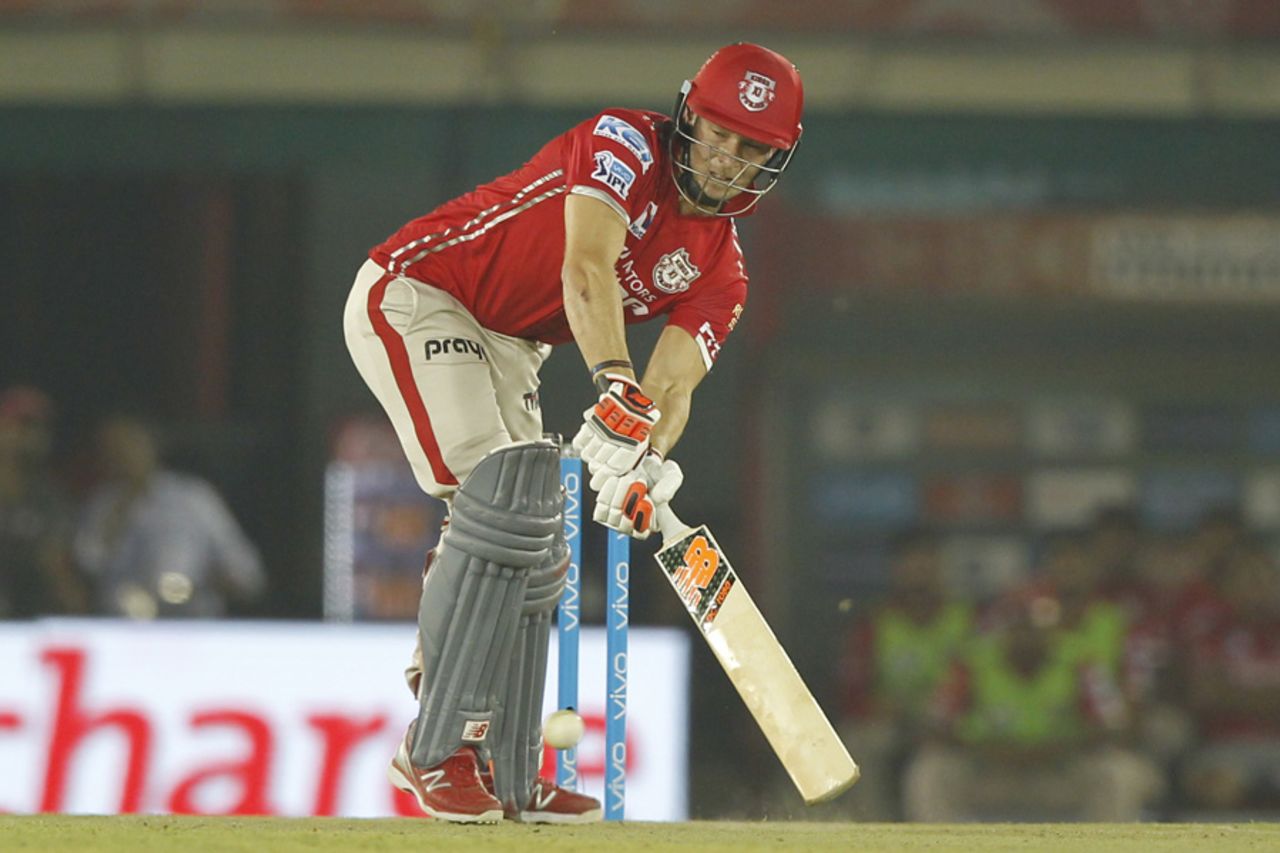 David Miller squirts one away to the on side, Kings XI Punjab v Delhi Daredevils, IPL 2016, Mohali, May 7, 2016
