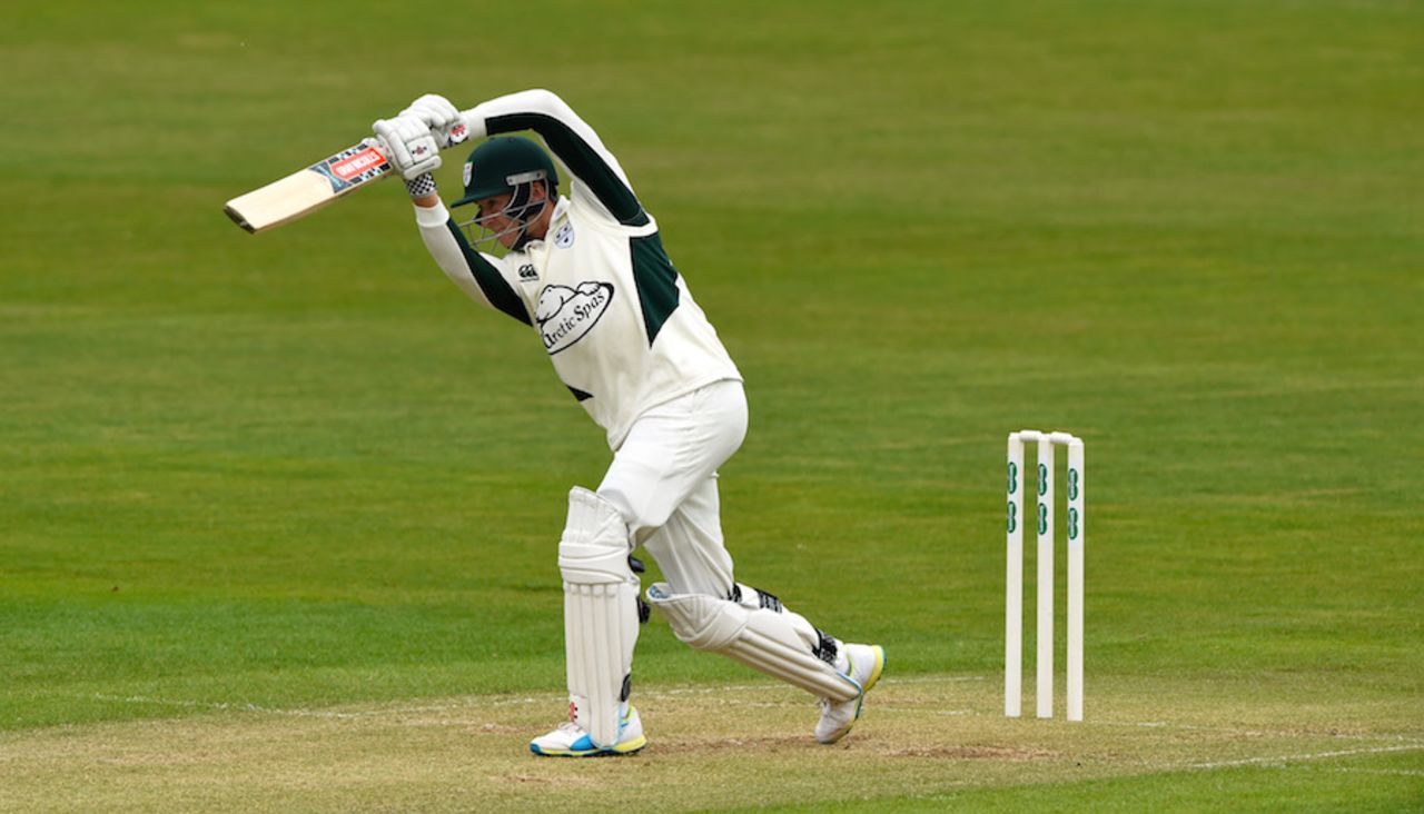 Joe Clarke leans into a drive, Glamorgan v Worcestershire, County Championship, Division Two, Cardiff, 2nd day, May 9, 2016