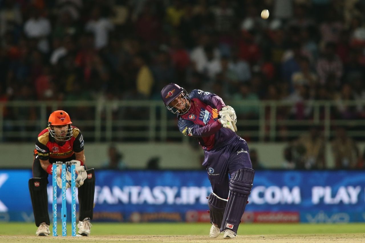 George Bailey hits one down the ground, Rising Pune Supergiants v Sunrisers Hyderabad, IPL 2016, Visakhapatnam, May 10, 2016