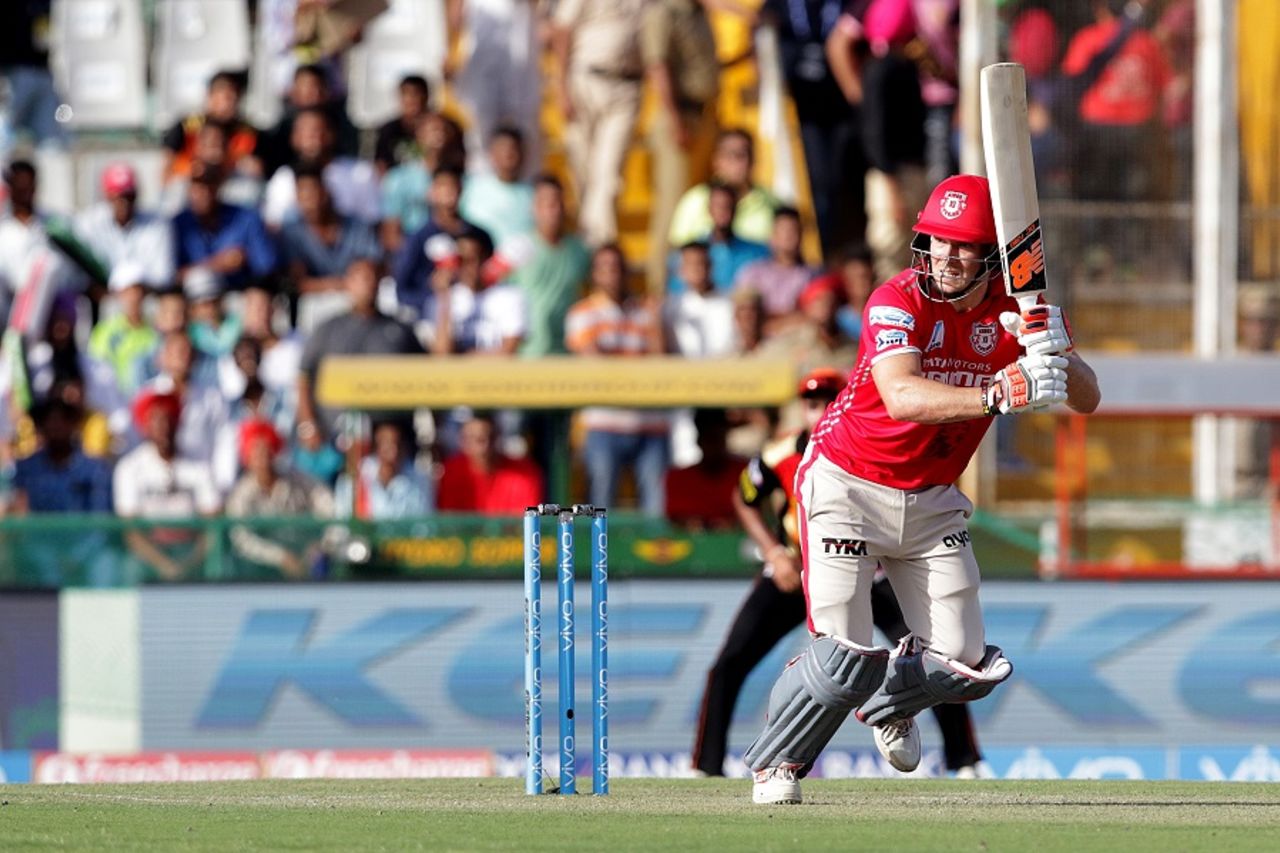 David Miller clips one to the on side, Kings XI Punjab v Sunrisers Hyderabad, IPL 2016, Mohali, May 15, 2016