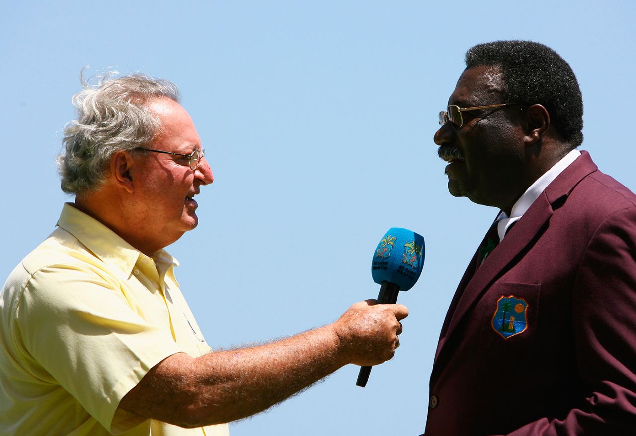 Tony Cozier interviews match referee Clive Lloyd, West Indies v England, World Cup, Bridgetown, Barbados,  April 21, 2007