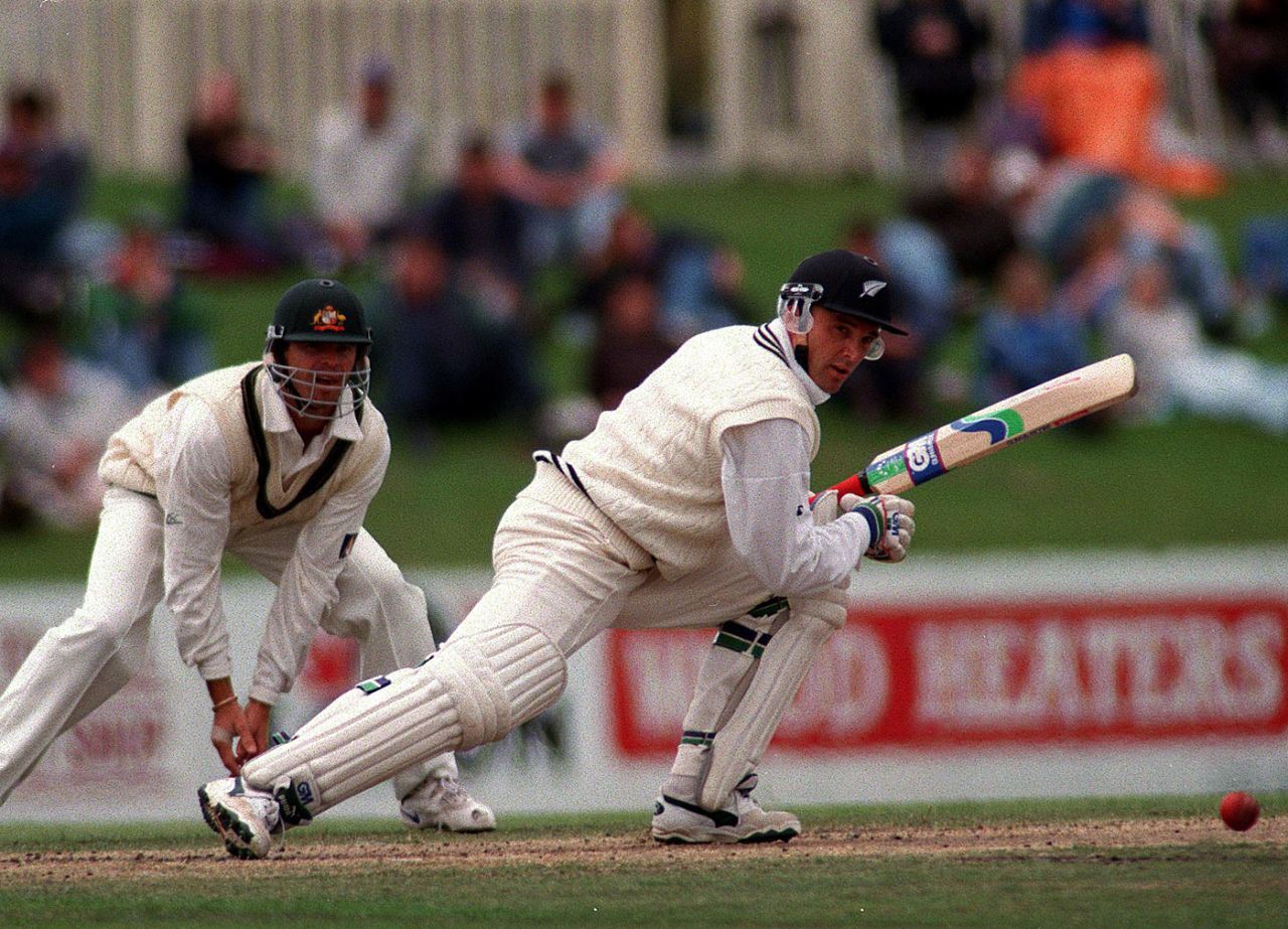Bryan Young bats against Australia, Australia v New Zealand, 3rd Test, Hobart, November 29, 1997