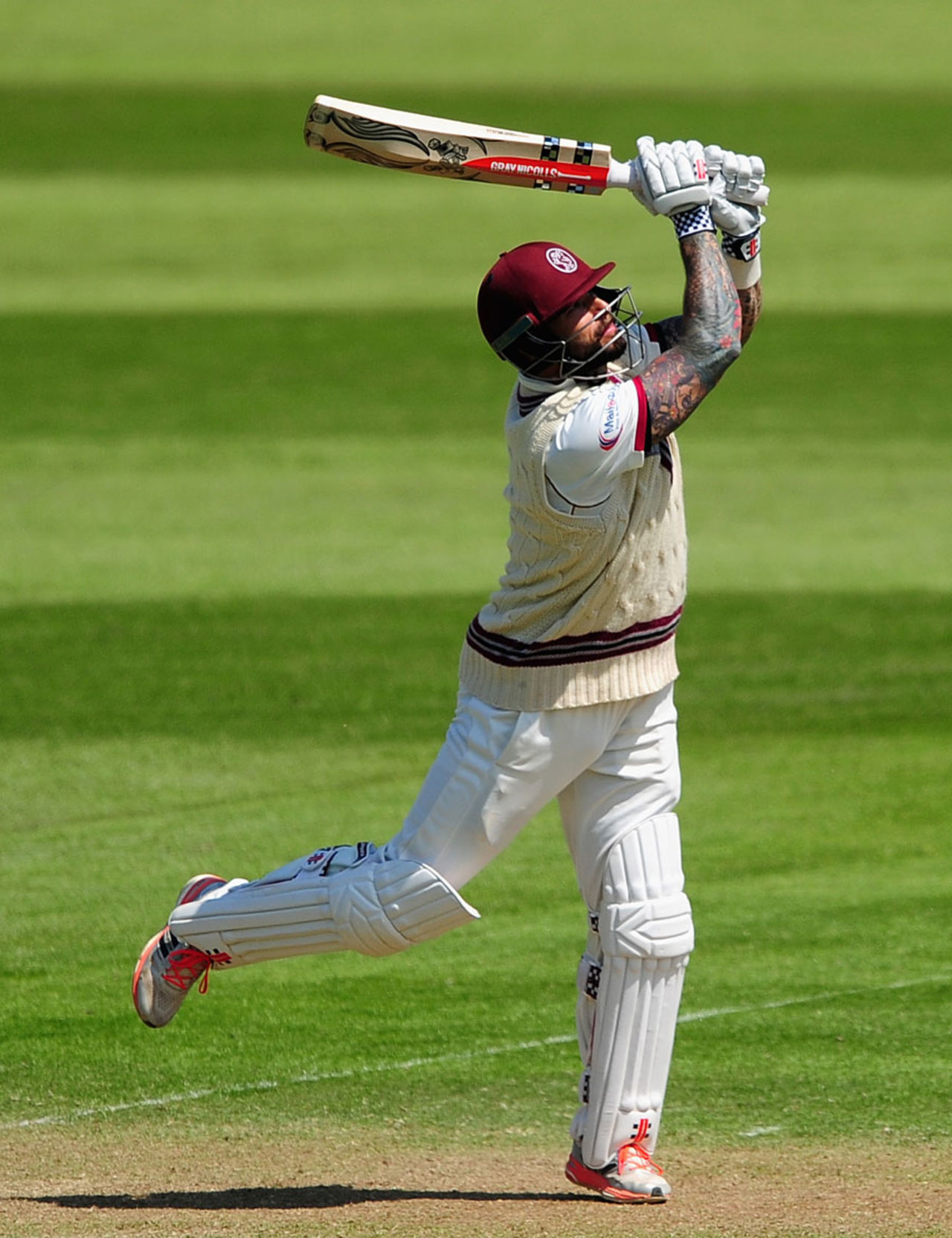 Peter Trego hits out during his 94, Somerset v Yorkshire, County Championship, Division One, Taunton, 2nd day, May 16, 2016