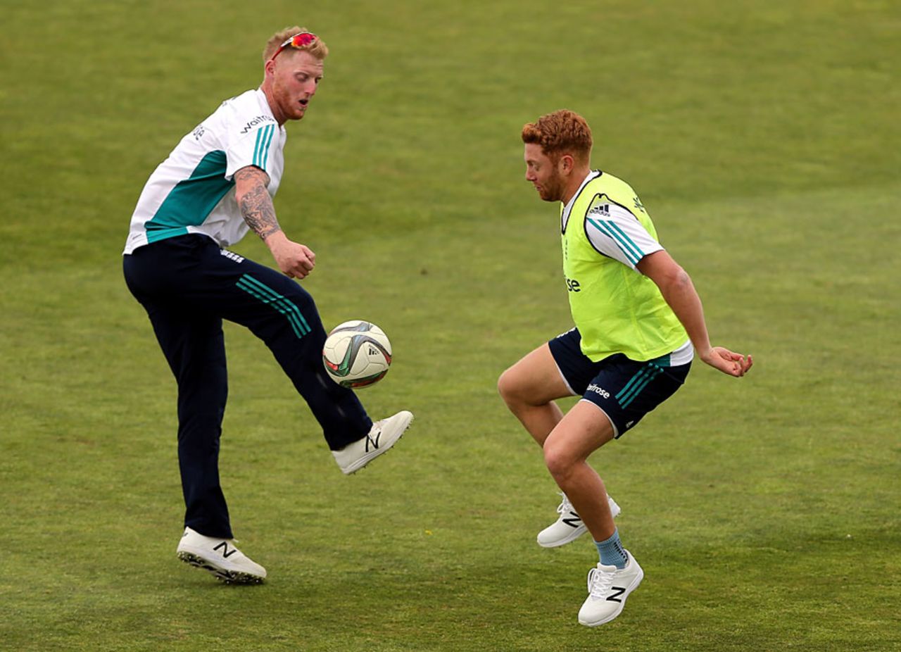 Ben Stokes and Jonny Bairstow have a kick about, Headingley, May 17, 2016