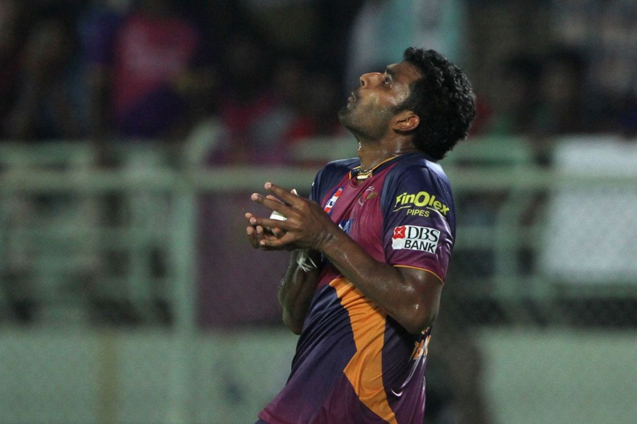 Thisara Perera takes a catch to dismiss Rishabh Pant, Rising Pune Supergiants v Delhi Daredevils, IPL 2016, Visakhapatnam, May 17, 2016