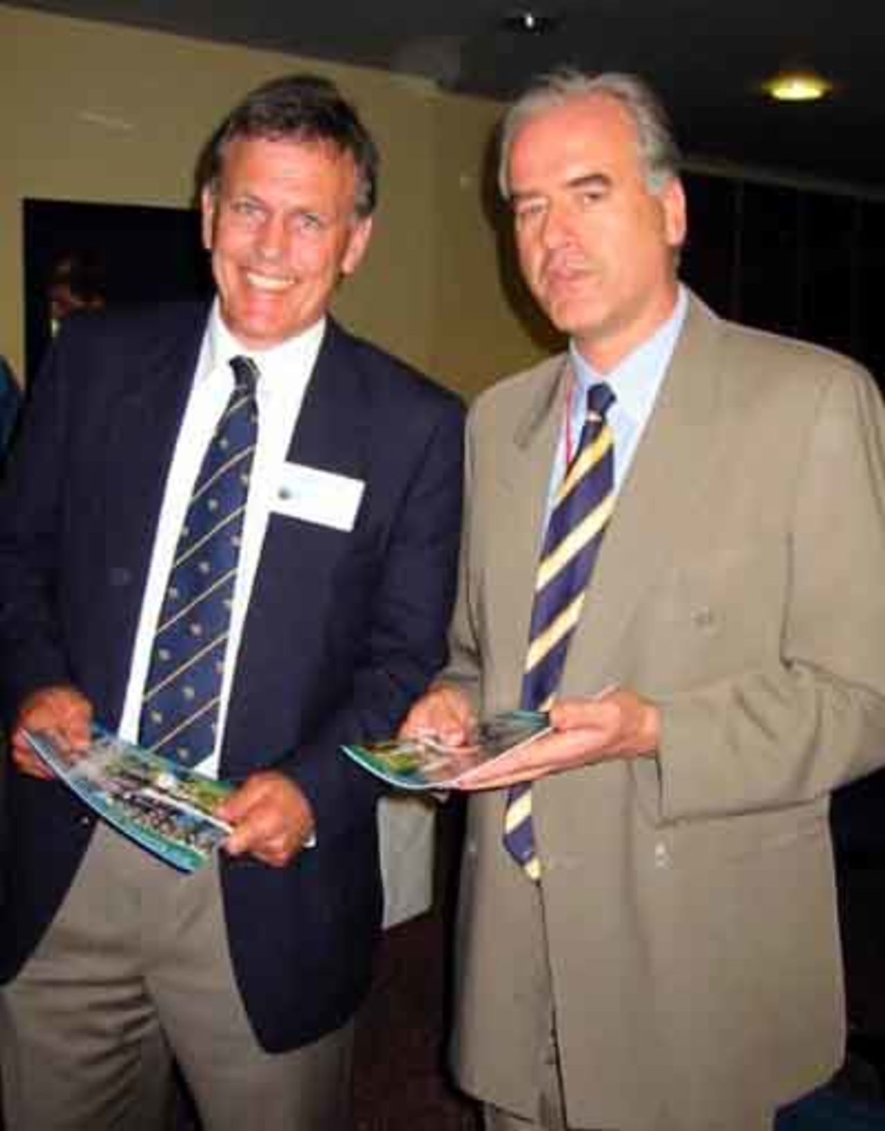 ECB's Tim Lamb and ICU President Simon Corlett take a look at the new EDP brochure, President's Day May 2003