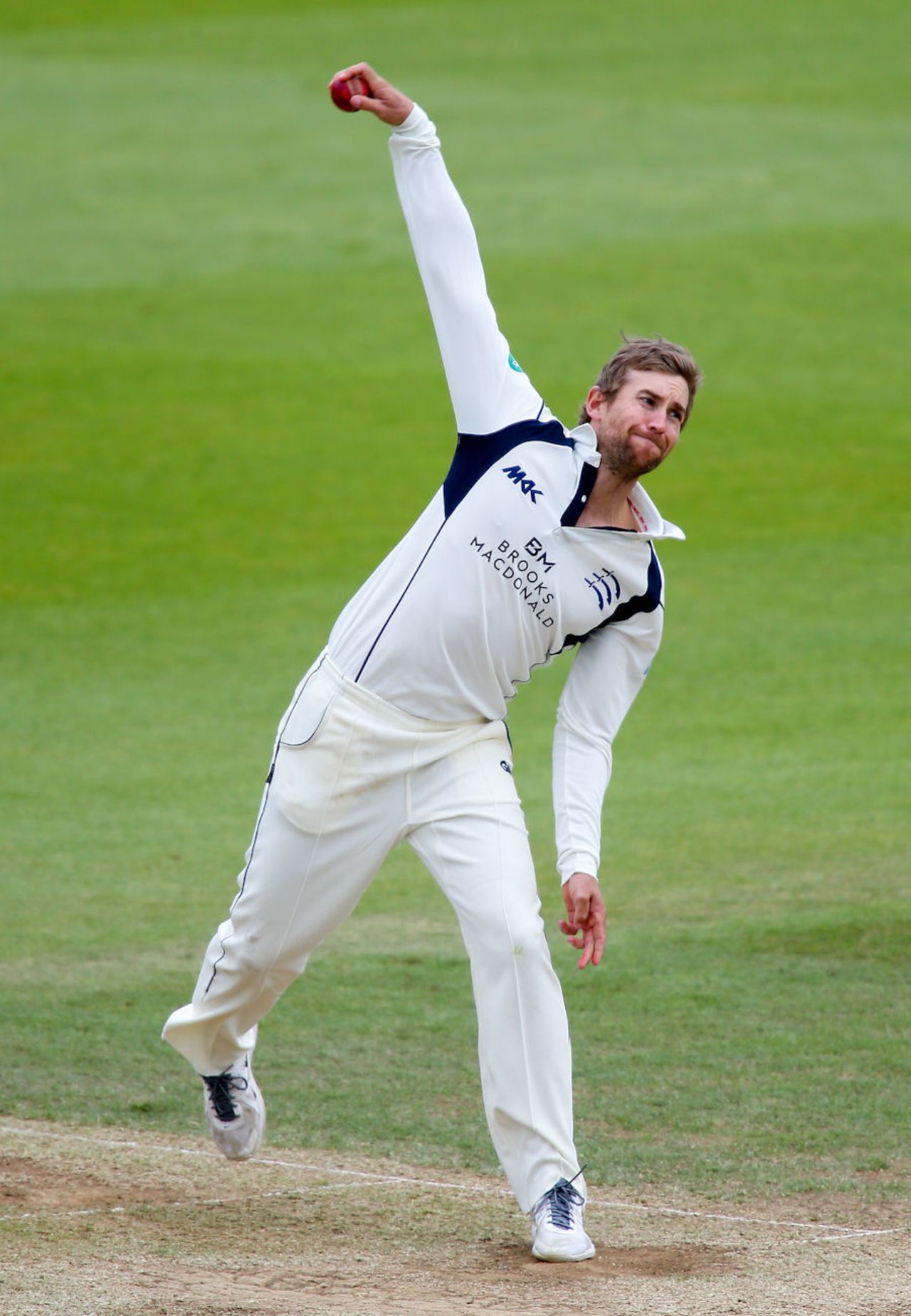 Dawid Malan bowls for Middlesex, Surrey v Middlesex, Specsavers Championship Division One, Kia Oval, May 17, 2016