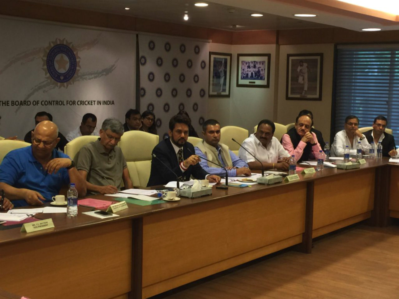 Anurag Thakur (third from left) at the BCCI's special general meeting where he was elected president, Mumbai, May 22, 2016
