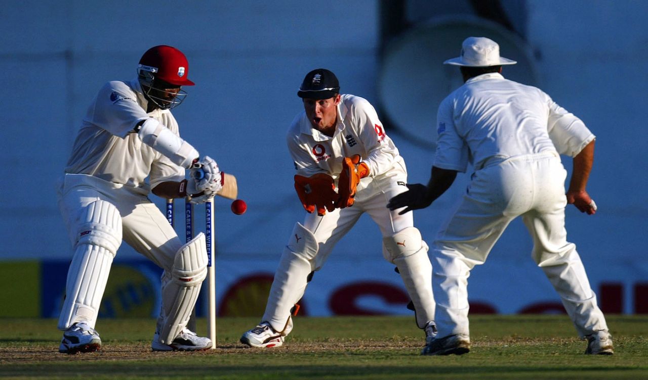 Brian Lara lines up to play a shot, West Indies v England, 4th Test, Antigua, 1st day, April 10, 2004