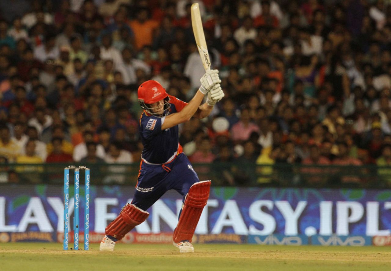Chris Morris squirts one away to the on side, Delhi Daredevils v Royal Challengers Bangalore, IPL 2016, Raipur, May 22, 2016