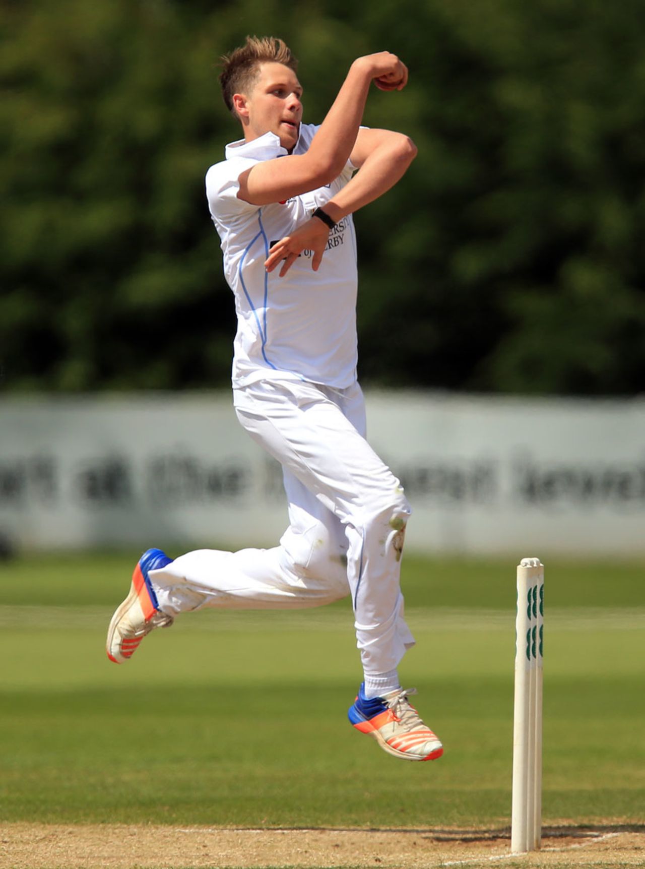 Matt Critchley enters his delivery stride, Derbyshire v Kent, County Championship, Division Two, Derby, 3rd day, May 24, 2016