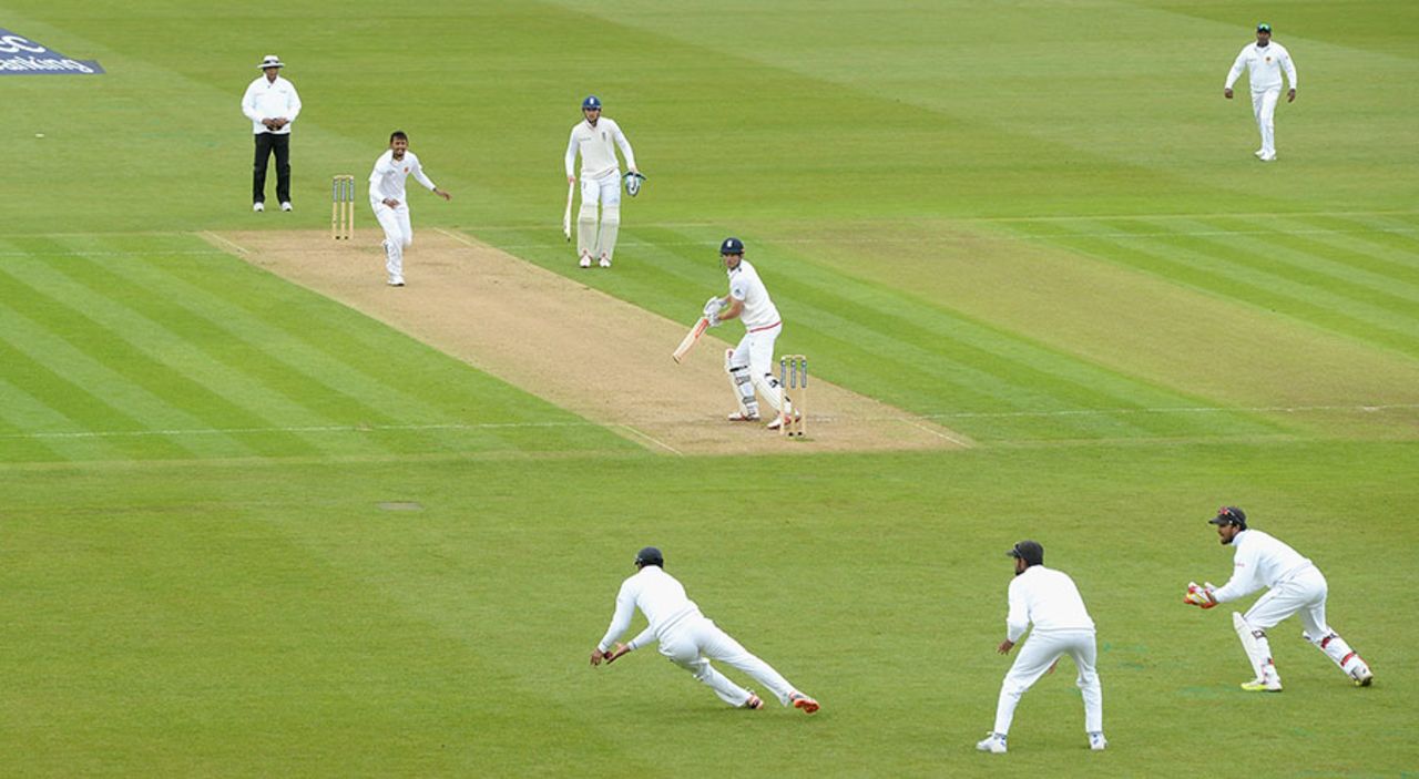 Alastair Cook was caught at second slip off Suranga Lakmal, England v Sri Lanka, 2nd Test, Chester-le-Street, 1st day, May 27, 2016