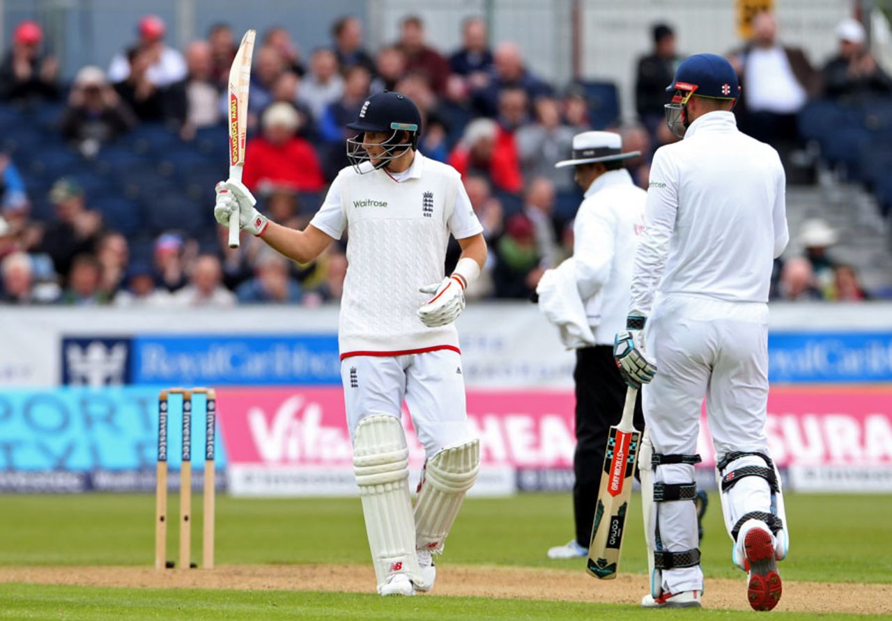 Joe Root reached a half-century from 70 balls, England v Sri Lanka, 2nd Test, Chester-le-Street, 1st day, May 27, 2016