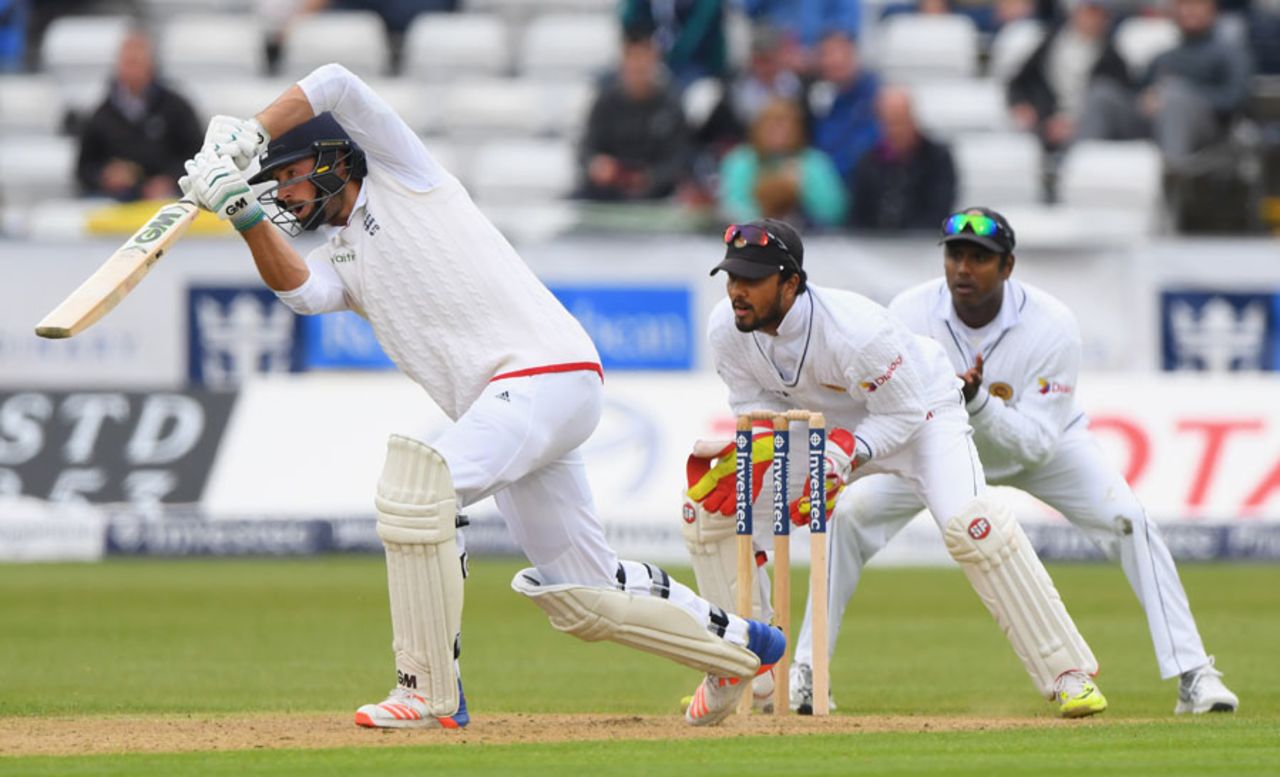 James Vince gets forward to drive, England v Sri Lanka, 2nd Test, Chester-le-Street, 1st day, May 27, 2016