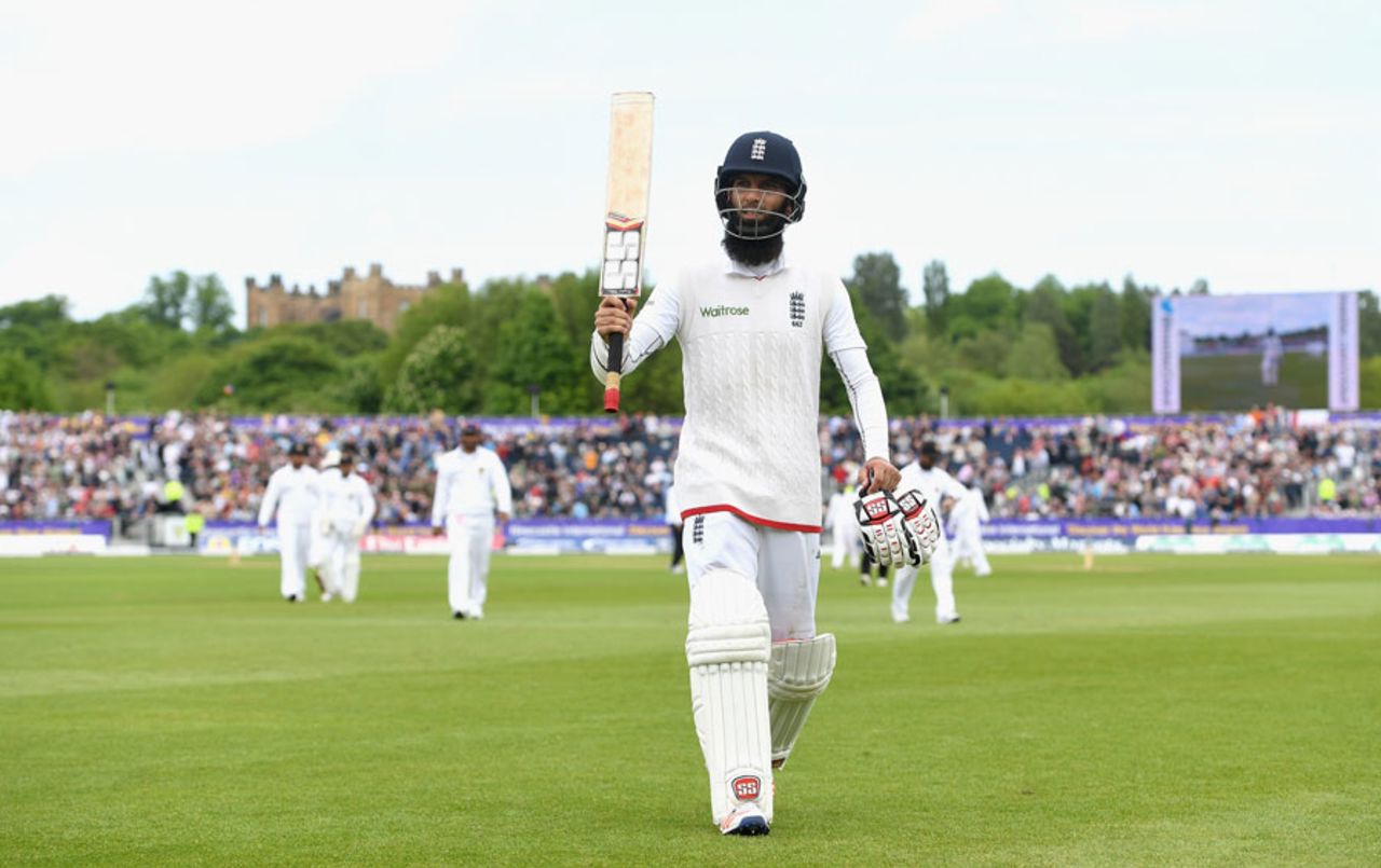 Moeen Ali walks off after making an unbeaten 155, England v Sri Lanka, 2nd Test, Chester-le-Street, 2nd day, May 28, 2016