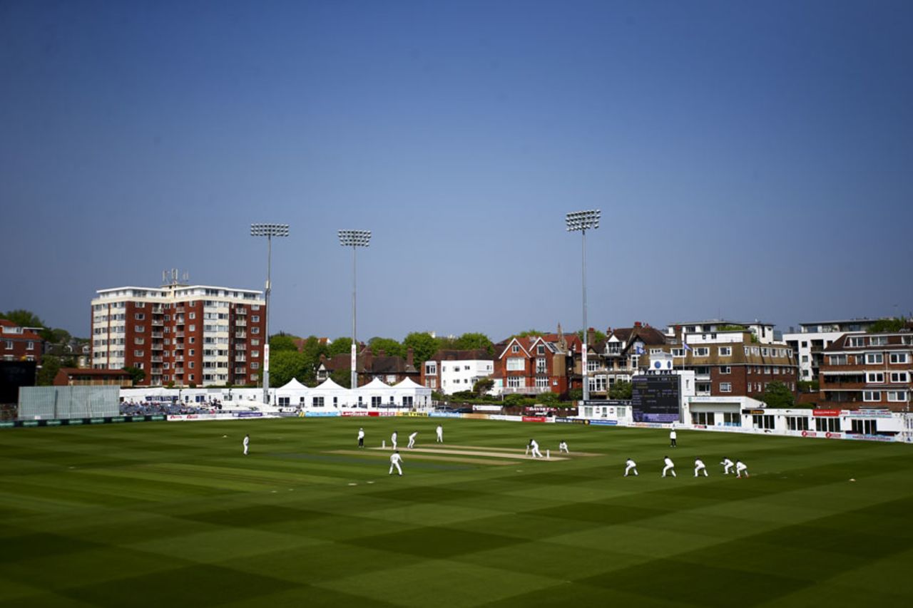 After a delayed start play began under blue skies, Sussex v Derbyshire, County Championship, Hove, 1st day, May 28, 2016
