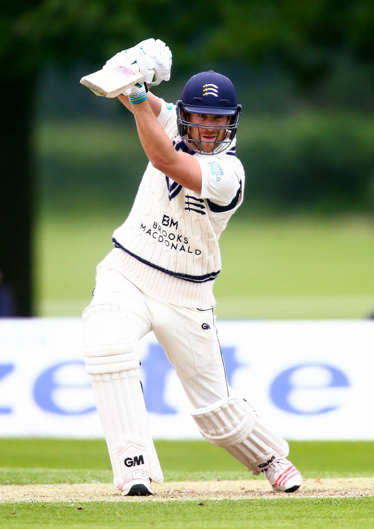 Dawid Malan drives through the covers, Middlesex v Hampshire, County Championship, Division One, Merchant Taylors' School, 1st day, May 29, 2016