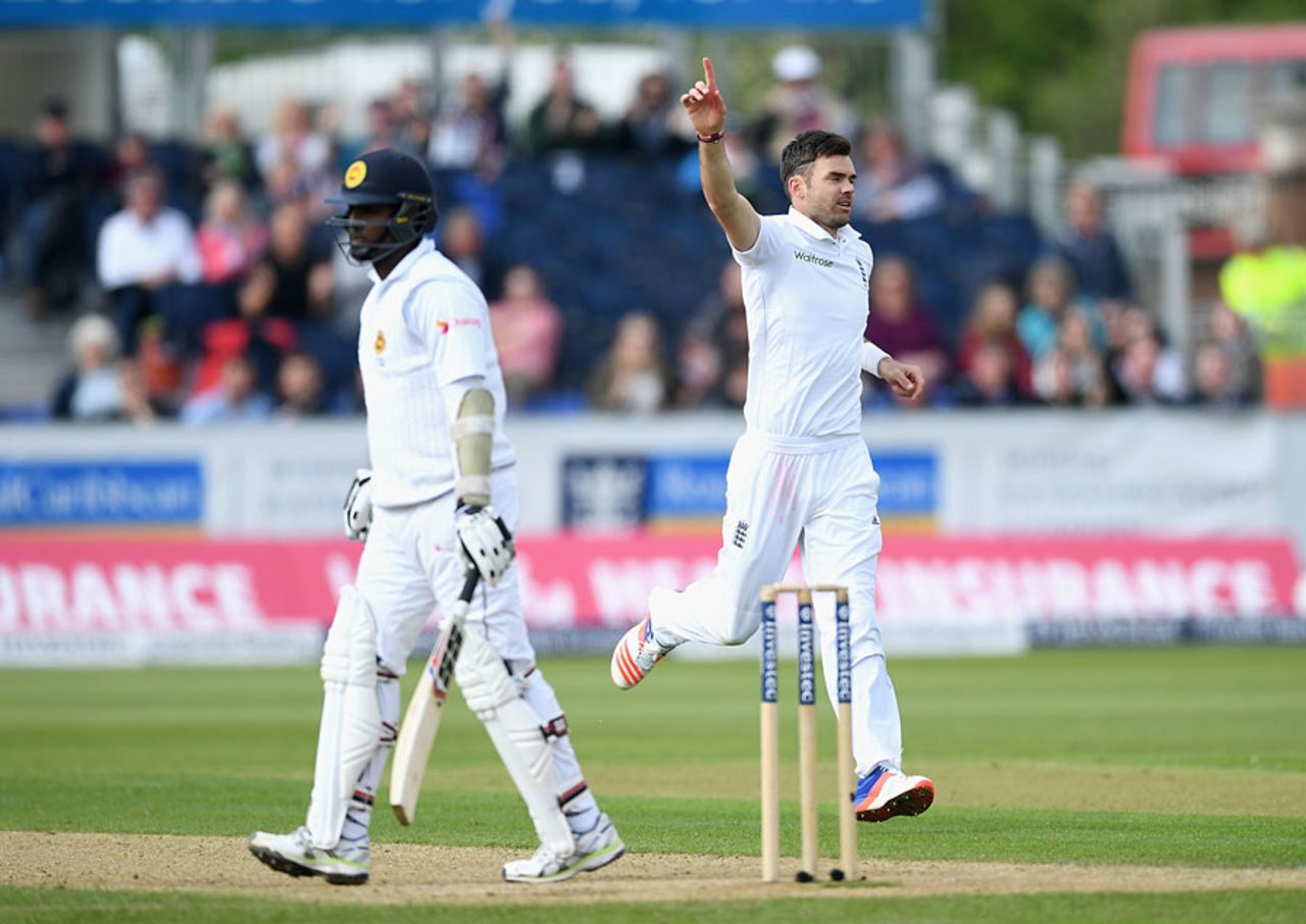 James Anderson produced a superb delivery to remove Angelo Mathews, England v Sri Lanka, 2nd Test, Chester-le-Street, 3rd day, May 29, 2016