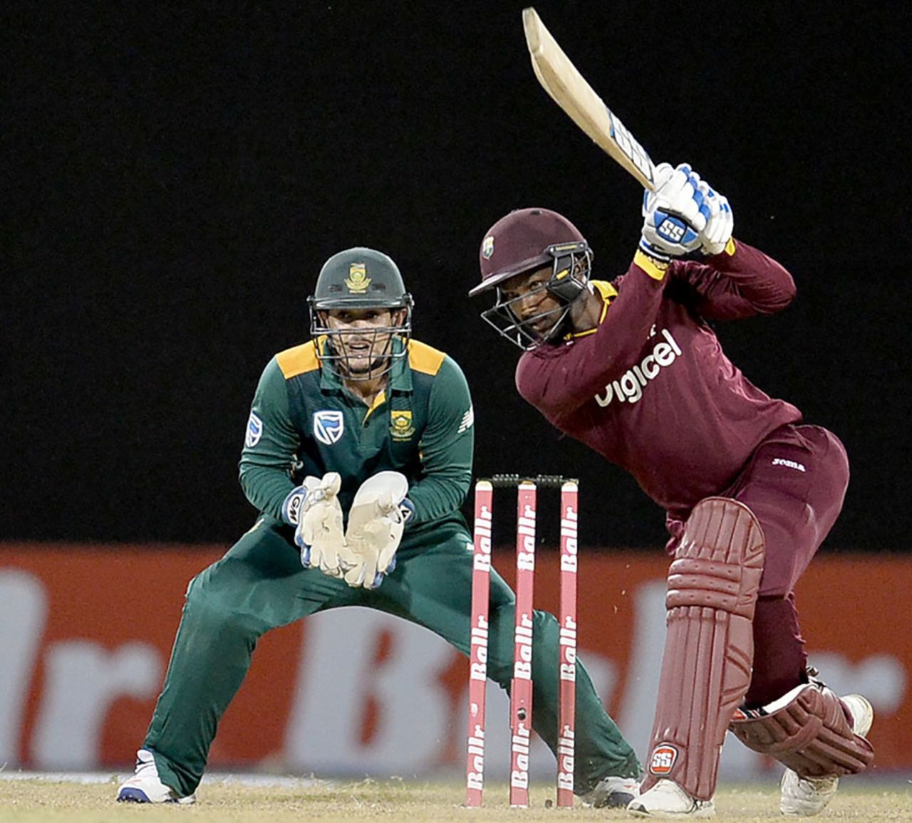 Denesh Ramdin goes through the off side, West Indies v South Africa, ODI tri-series, 1st match, Providence, June 3, 2016