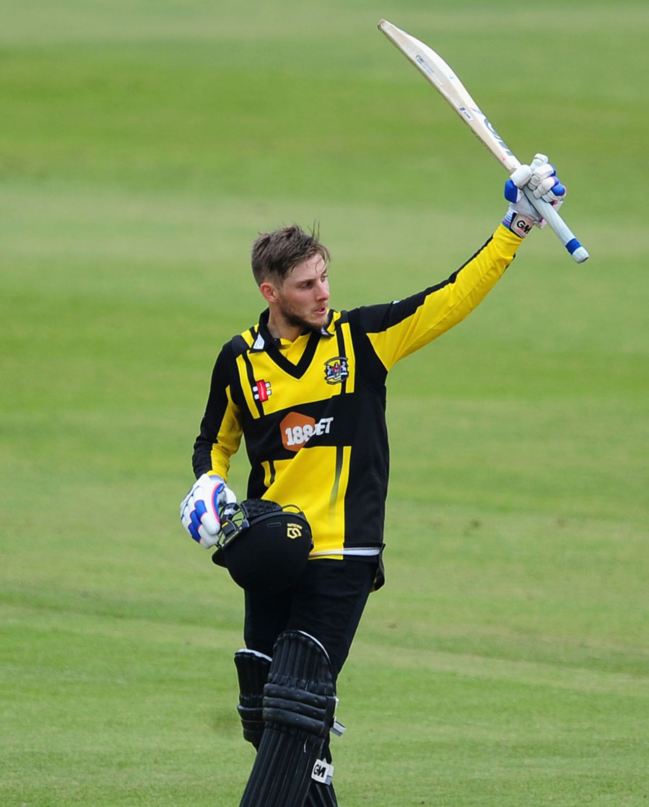 Chris Dent acknowledges his century, Somerset v Gloucestershire, Royal London Cup, South Group, Taunton, June 5, 2016