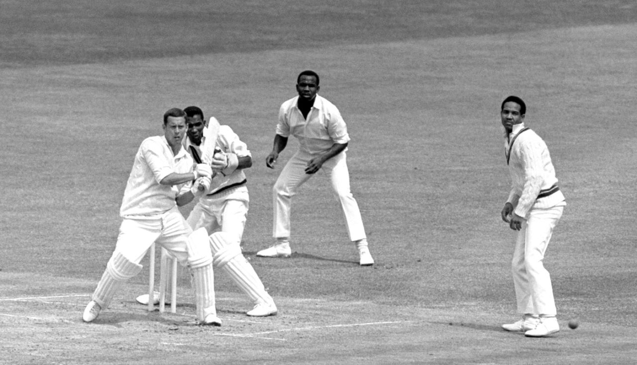 John Hampshire pulls on his way to a century, England v West Indies, 2nd Test, Lord's June 27, 1969