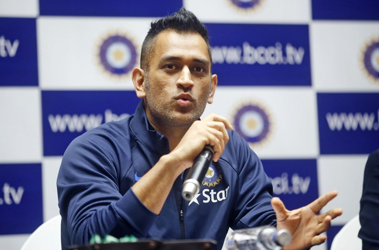 MS Dhoni addresses a press conference ahead of India's departure for Zimbabwe, Mumbai, June 7, 2016