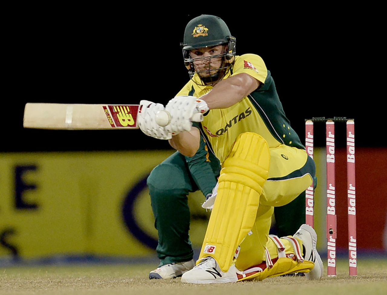 Eyes on the ball: Aaron Finch pummels a sweep, Australia v South Africa, 3rd match, ODI tri-series, Providence, June 7, 2016 