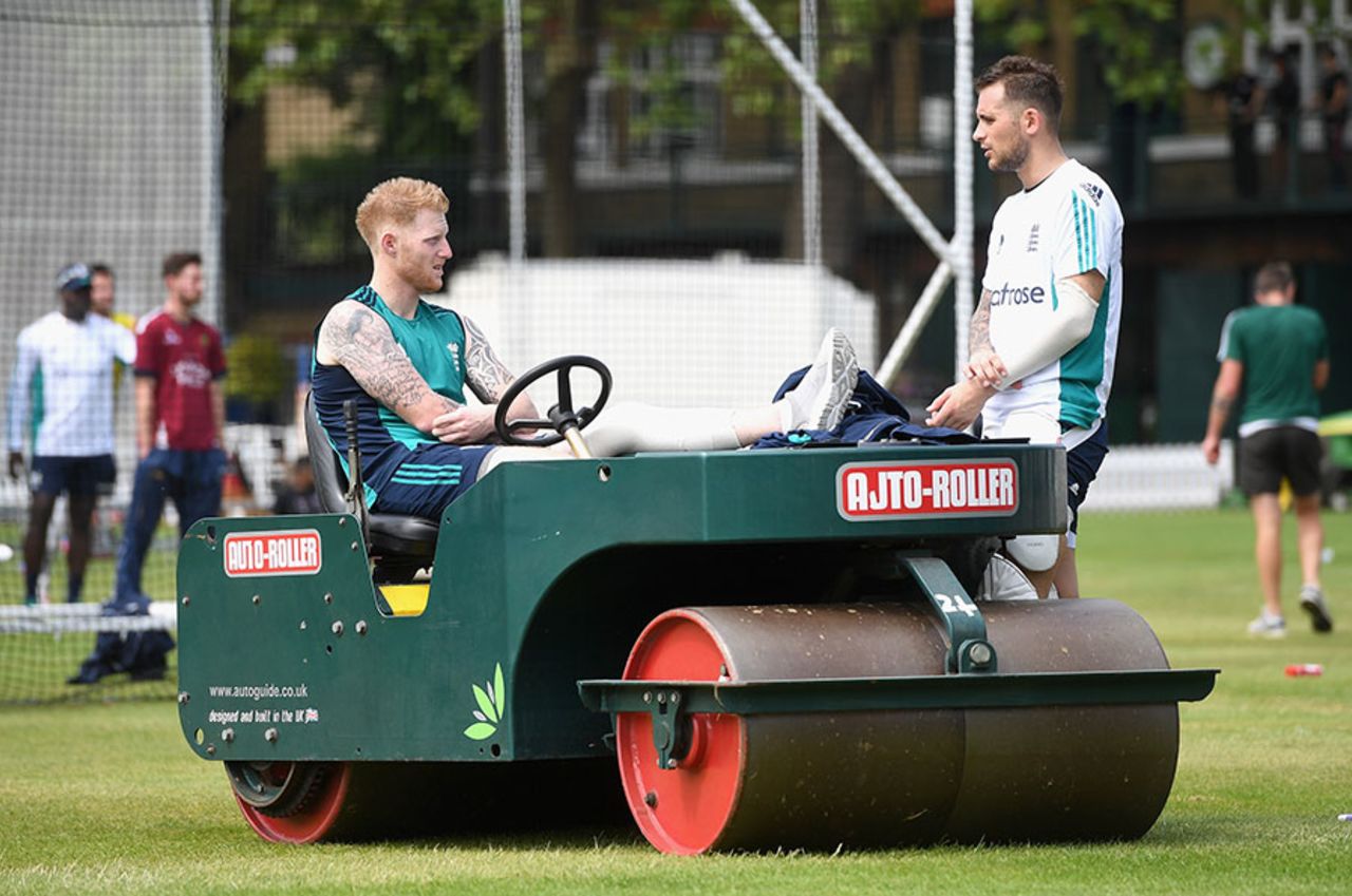 Ben Stokes sits on a roller during the build-up to the Lord's Test, England v Sri Lanka, 1st Investec Test, Lord's, June 8, 2016