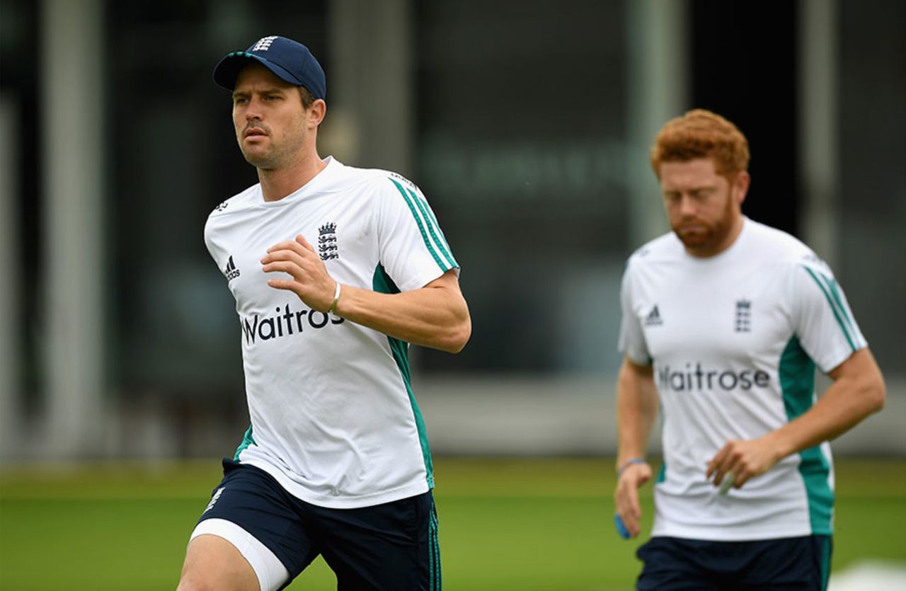 Nick Compton and Jonny Bairstow during training at Lord's, England v Sri Lanka, 1st Investec Test, Lord's, June 8, 2016